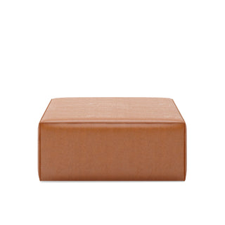 Mix Leatherette Ottoman - Cognac