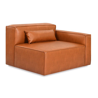 Mix Leatherette Right Arm Sofa - Cognac