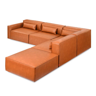 Mix Leatherette Sofa (Armless) - Cognac