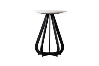 Nortoft Marble & Iron Round Side Table, Black