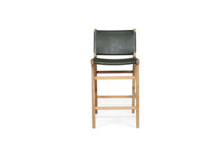 Nash Leather Counter Stool - Olive - Flat