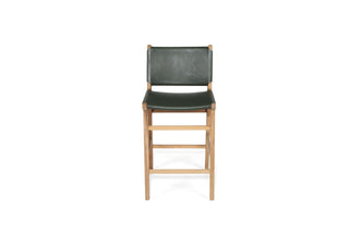 Nash Leather Counter Stool - Olive - Flat