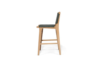 Nash Leather Counter Stool - Olive - Flat