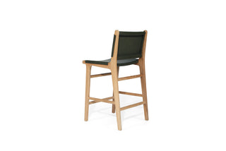 Nash Leather Counter Stool - Olive - Flat