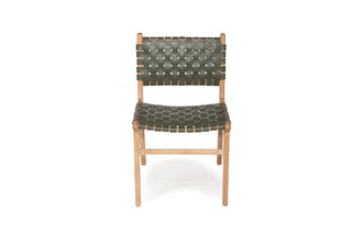 Nash Leather Side Chair - Woven - Olive