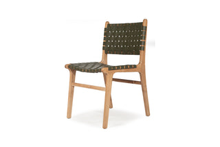 Nash Leather Side Chair - Woven - Olive