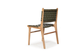 Nash Leather Side Chair - Woven - Olive