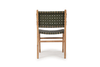 Nash Leather Side Chair - Woven - Olive