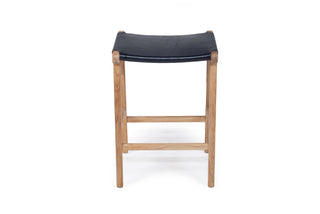 Nash Leather Saddle Stool - Black - Flat