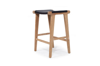 Nash Leather Saddle Stool - Black - Flat