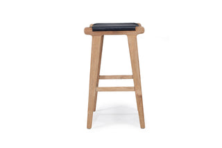 Nash Leather Saddle Stool - Black - Flat