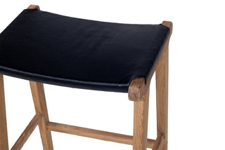 Nash Leather Saddle Stool - Black - Flat