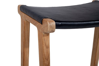 Nash Leather Saddle Stool - Black - Flat