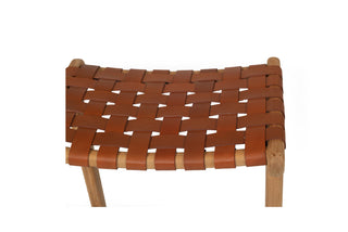 Nash Leather Saddle Stool - Woven Tan