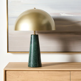 Dome Table Lamp - Gold/Green Marble