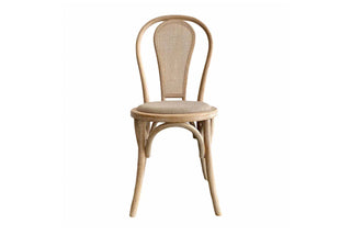 Round Rattan Back Elm Wood Dining Chair Natural