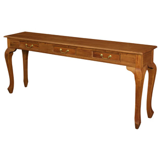 Queen Ann 3 Drawer Sofa Table - Light Pecan