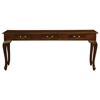 Queen Ann 3 Drawer Sofa Table - Mahogany
