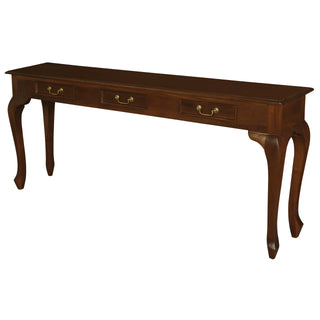 Queen Ann 3 Drawer Sofa Table - Mahogany
