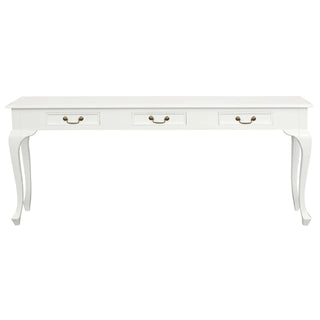 Queen Ann 3 Drawer Sofa Table - White