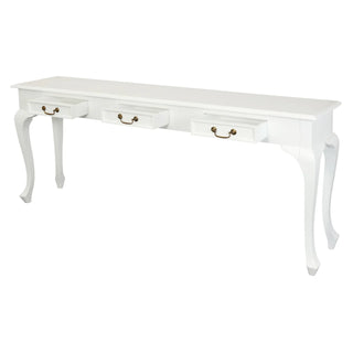 Queen Ann 3 Drawer Sofa Table - White