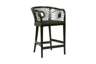 Solstice Rattan & Mahogany Counter Stool, Black