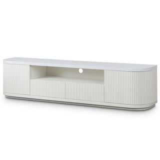 Cozoni 2m Veneer Top Entertainment TV Unit - Two Tone White