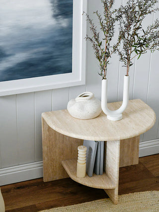 Archer Side Table in Marble - Beige - PREORDER