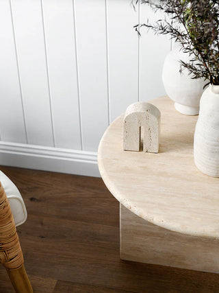 Archer Side Table in Marble - Beige - PREORDER