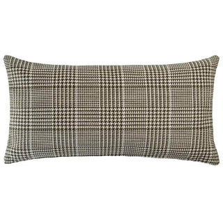 Beaumont Rectangle Houndstooth Green Cushion With Feather Insert - 80x40cm