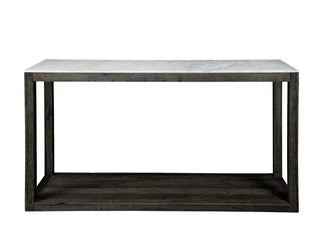 Denver Aveyron Marble Topped Oak Timber Console Table, 150cm, Black