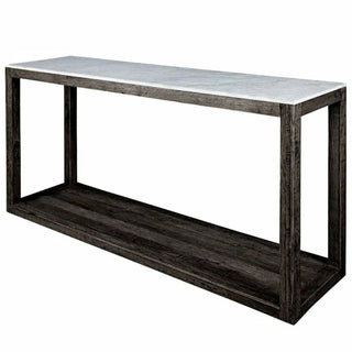 Denver Aveyron Marble Topped Oak Timber Console Table, 150cm, Black