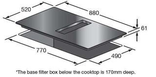 INDUCTION COOKTOP WITH INBUILT DOWN DRAFT RANGEHOOD 90CM