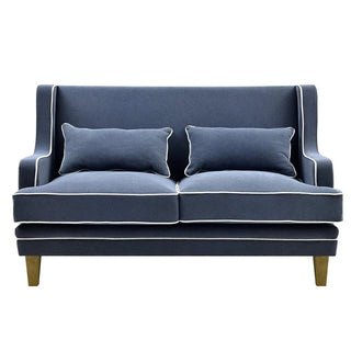 Bondi Hamptons 2 Seat Sofa Navy W/White Piping - Preorder
