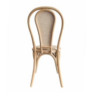 Round Rattan Back Elm Wood Dining Chair Natural