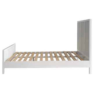 Santorini Hamptons Timber/Rattan Queen Bed White