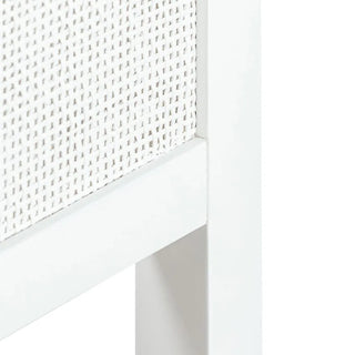 Santorini Hamptons Timber/Rattan Double Bed White