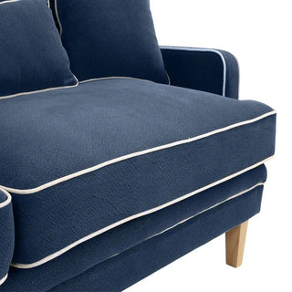 Bondi Hamptons 3 Seat Sofa Navy W/White Piping - Preorder
