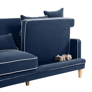 Bondi Hamptons 3 Seat Sofa Navy W/White Piping - Preorder