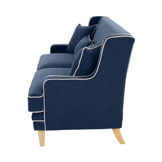 Bondi Hamptons 3 Seat Sofa Navy W/White Piping - Preorder
