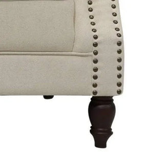 Vaucluse 2 Seat Hamptons Buttoned Sofa Beige Linen Blend