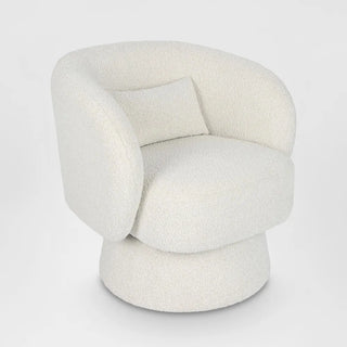 Selena Boucle Fabric Swivel Tub Chair, White