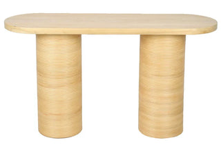 Letitia Timber & Rattan Oval Console Table, 140cm, Natural