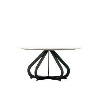 Moorgate Marble & Iron Round Coffee Table, 80cm, White / Black