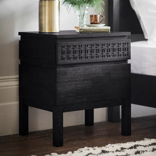 Boho Boutique Bedside 2 Drawer Black