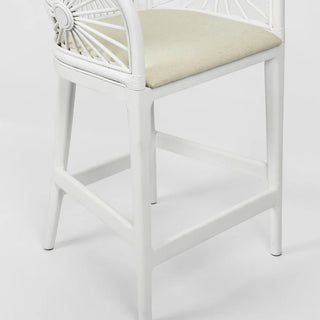 Solstice Rattan & Mahogany Counter Stool, White