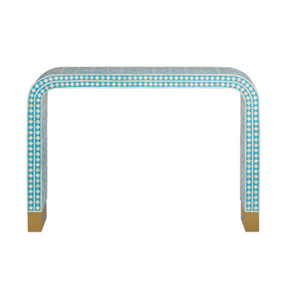 Adina Bone Inlay Console Table Aqua/White