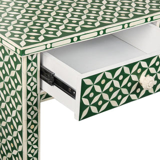 Stella Bone Inlay Console Table Green/White