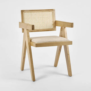 Lexi Scissor Leg Armchair Oak Frame Natural Fabric