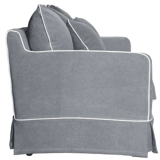 Noosa Hamptons 2 Seat Sofa Grey W/White Piping - Preorder